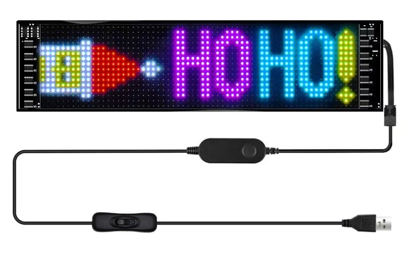 Flexible LED panel showing a colour animation