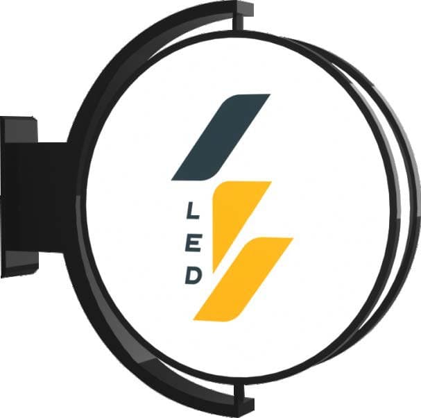 Round rotating LED lightbox on a wall bracket