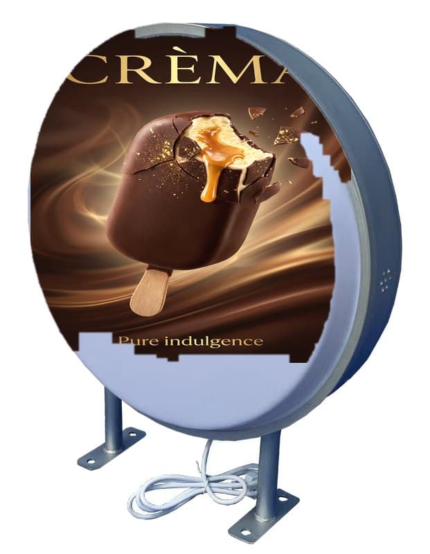 Round LED lightbox with wall bracket