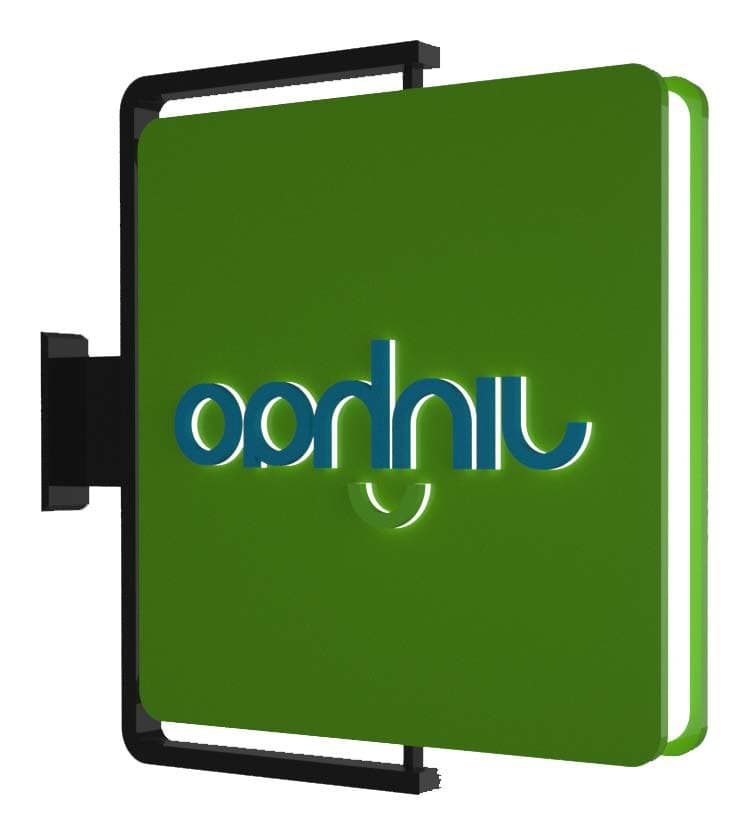 Square rotating lightbox on a wall bracket