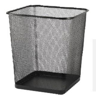 Black square steel mesh waste paper basket