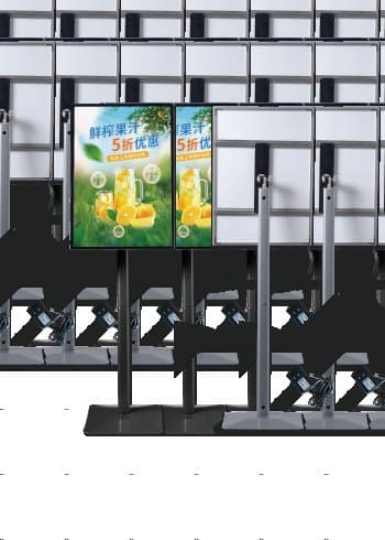 Floor-standing single-sided poster lightbox with a fruit campaign