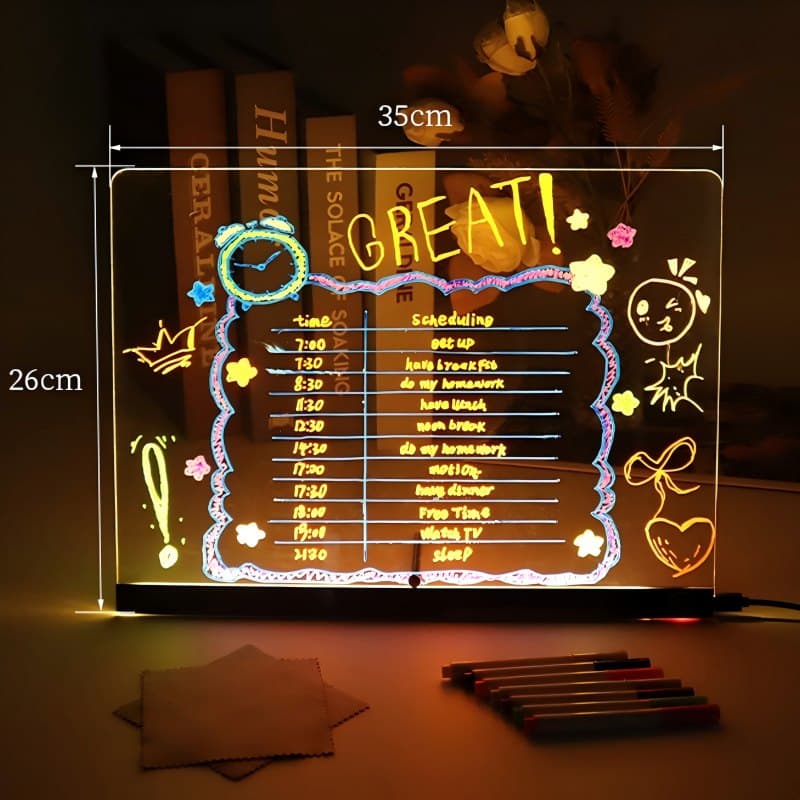 Acrylic LED message board with hand-drawn menu